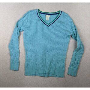 CARIBBEAN JOE - WOMEN'S BLUE V-NECK PULLOVER SWEATER - SIZE XL